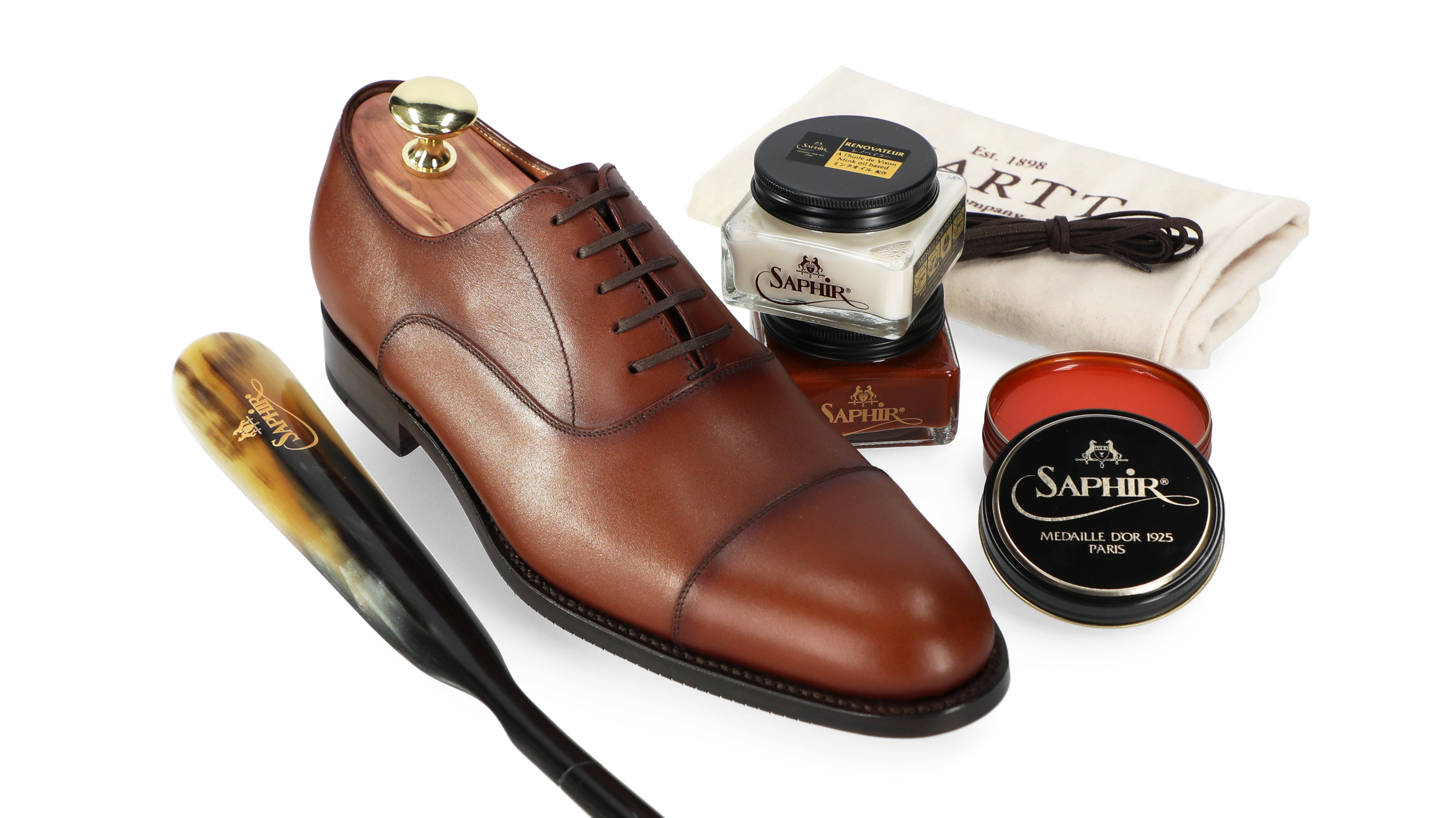Brown Hartt Leather Shoe with Saphir Shoe Care Cream