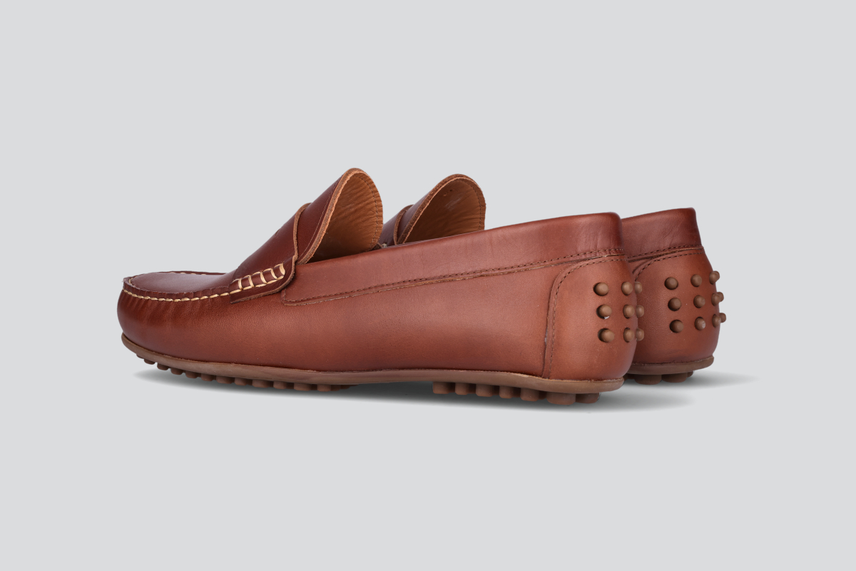 A pair of men's bourbon miles driver loafers from the Hartt Shoe Company