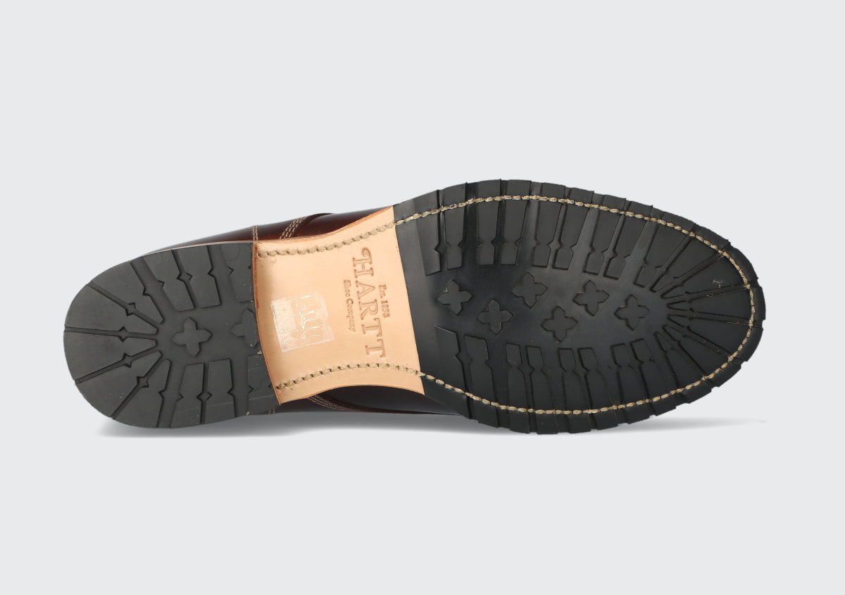 The sole of a goodyear welted combat boot from the Hartt Shoe Company