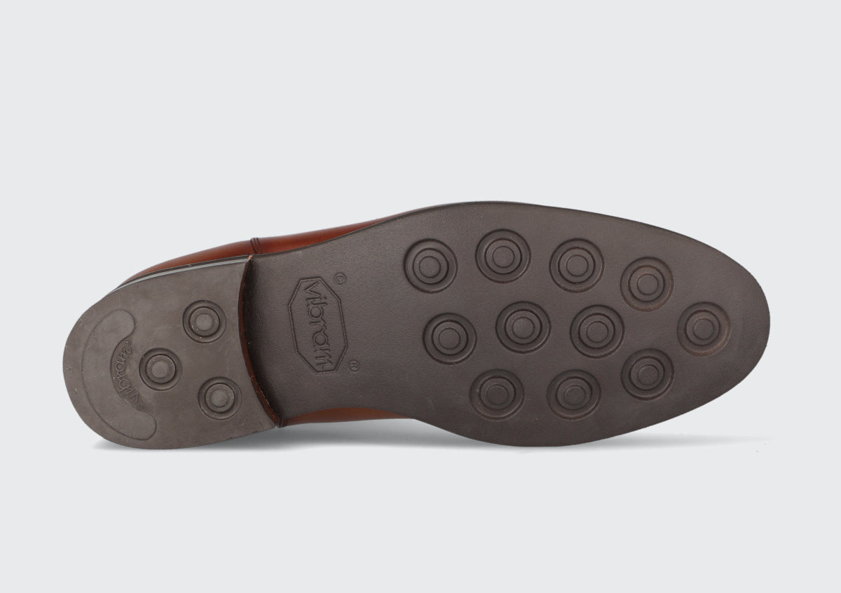 The vibram sole of a goodyear welted boot from the Hartt Shoe Company