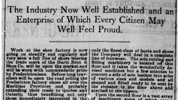 The Shoe Factory - The Daily Gleaner - August 8, 1899
