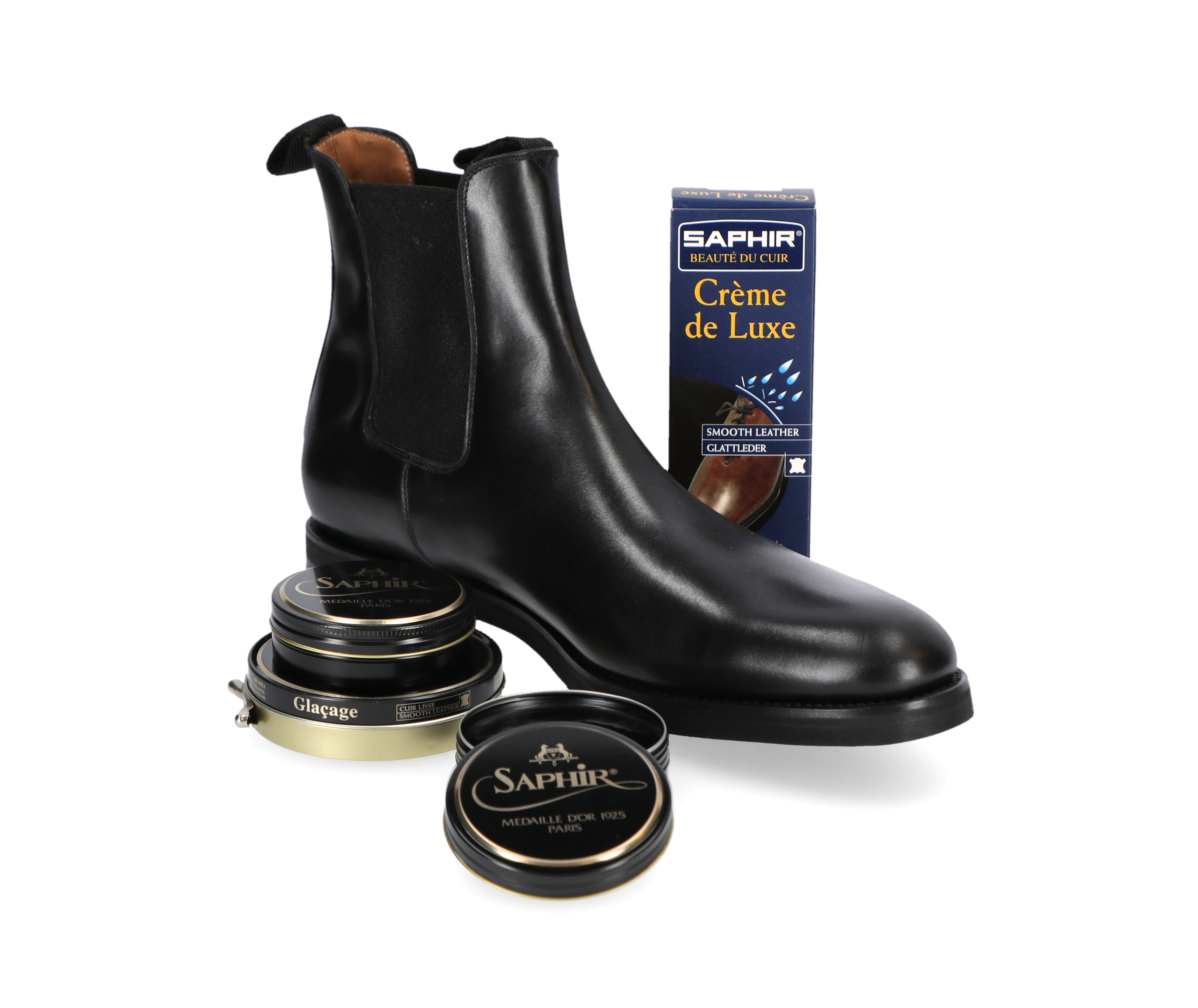 Hartt Carleton boot with saphir shoe care products