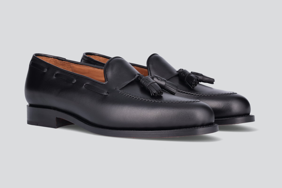 A pair of black men's mckenna loafers from the Hartt Shoe Company