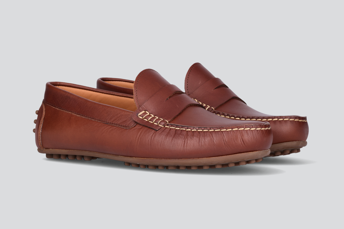 A pair of men's bourbon miles driver loafers from the Hartt Shoe Company