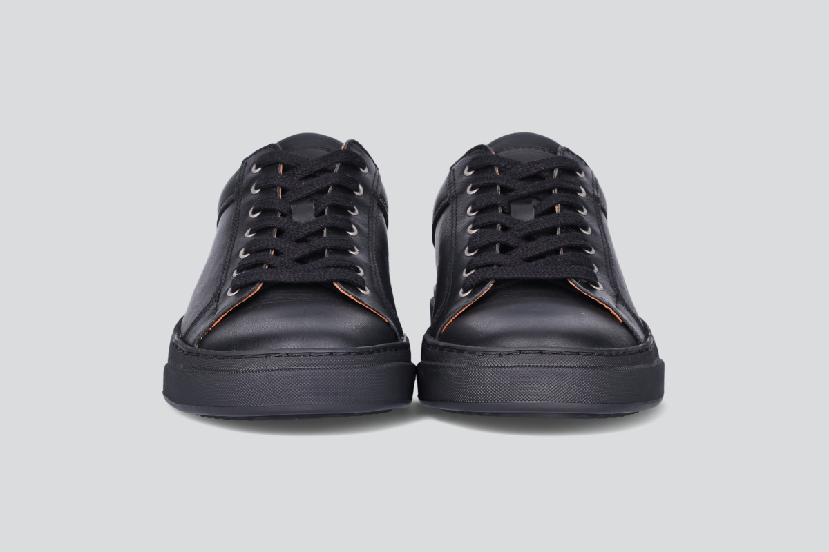 The front of black men's low top sneaker from the Hartt Shoe Company