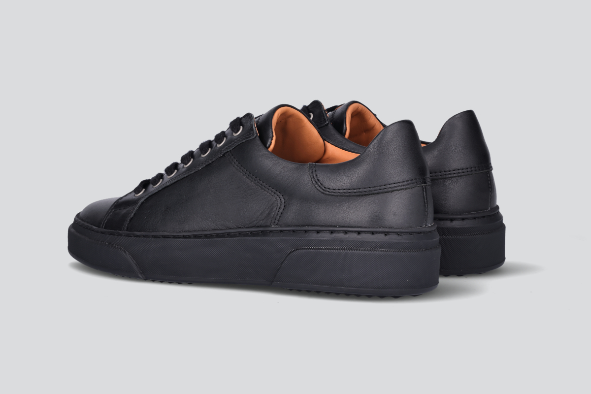 A pair of black men's low top sneaker from the Hartt Shoe Company