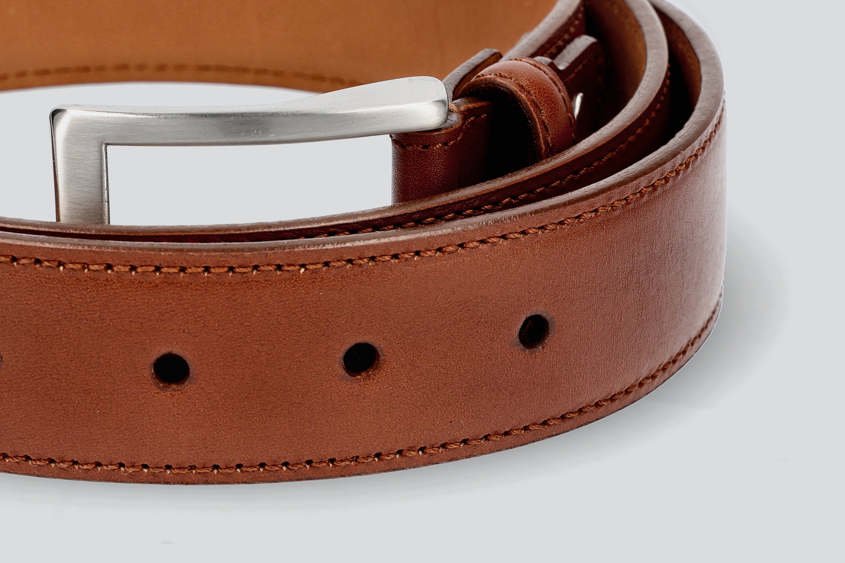 Tan Brown Leather Dress Belt for Men