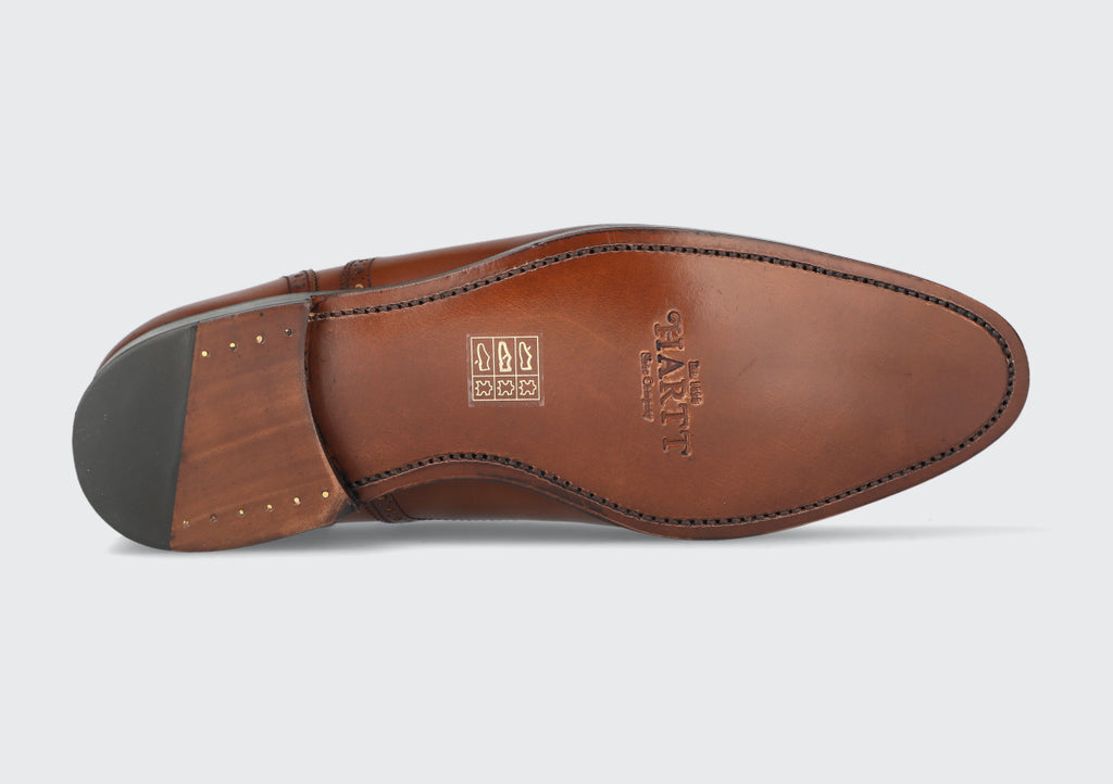 A leather goodyear welted sole from a Hartt Shoe company dress shoe
