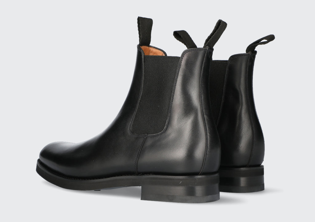 A pair of black leather chelsea boots from the Hartt Shoe Company